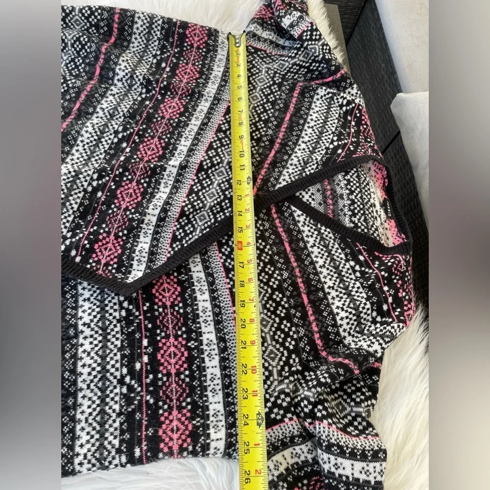 Torrid - Fair Isle Black Pink Open Front Drape Cardigan Sweater - Size 2 / 2X - Picture 6 of 8